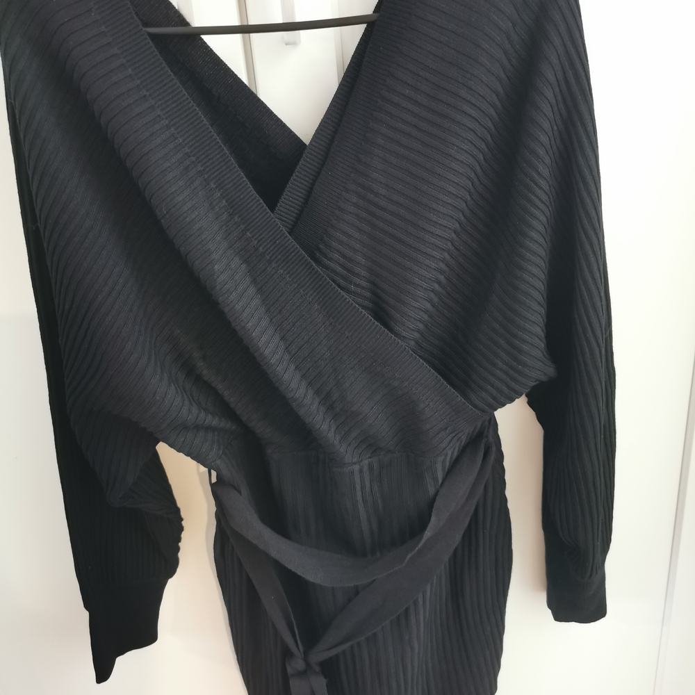 Love Black Asymmetrical Wrap Dress